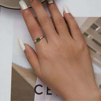 Emerald Halo Ring